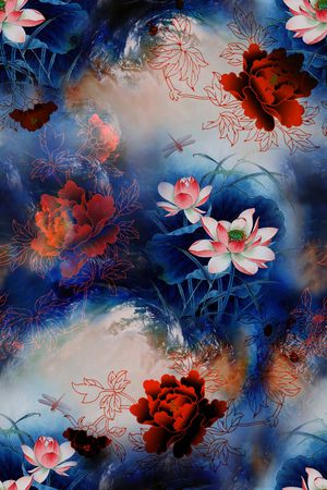 旗袍印花花型图片
