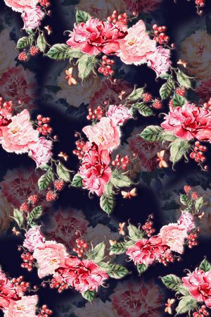 褪色花卉印花花型图片