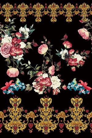 褪色花卉印花花型图片