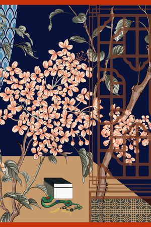 紫薇花印花花型图片