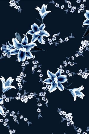 百合印花花型图片