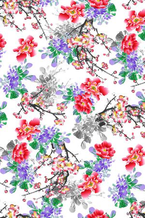 白底花印花花型图片
