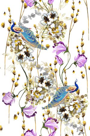 孔雀印花花型图片