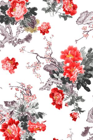 白底花印花花型图片