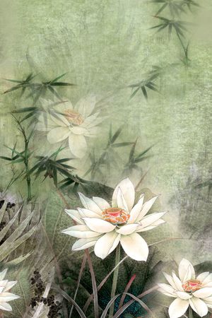 荷花印花花型图片