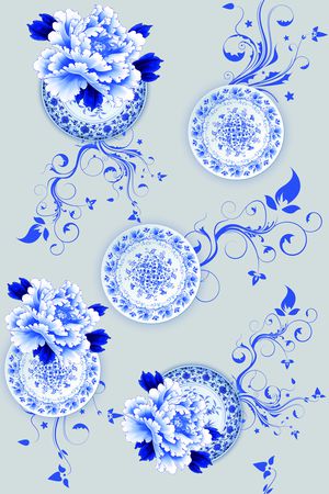 青花瓷印花花型图片