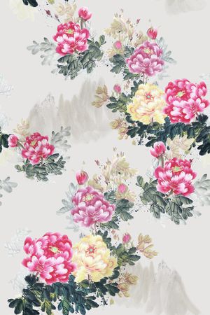 牡丹印花花型图片