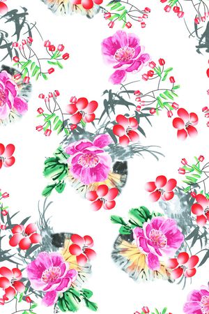 白底花印花花型图片