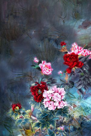 中国风定位花印花花型图片