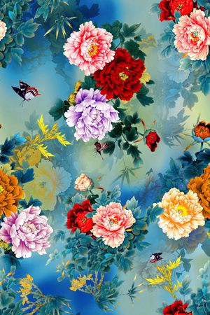 旗袍印花花型图片