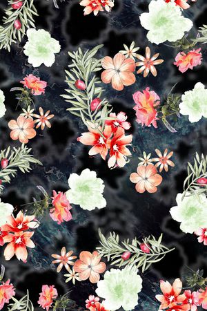 满版散花印花花型图片