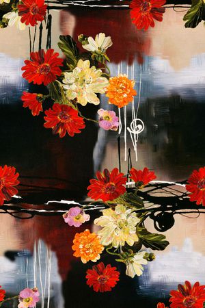 抽象肌理油画花卉印花花型图片