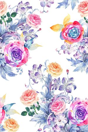 手绘花卉印花花型图片