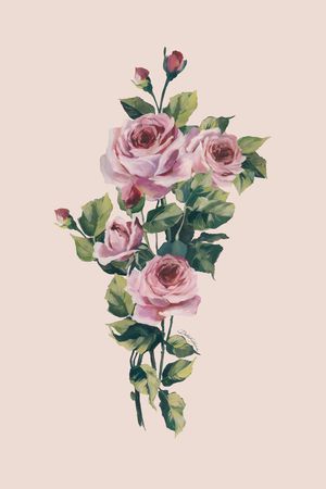 玫瑰花印花花型图片