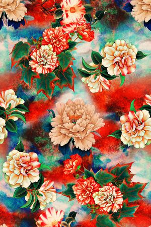 牡丹印花花型图片