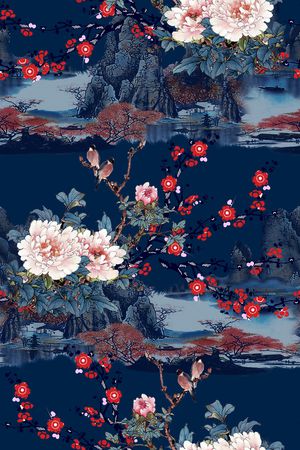 牡丹印花花型图片