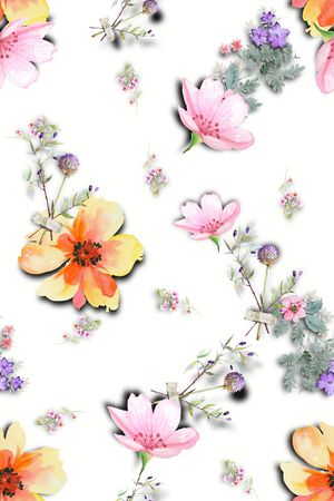 手绘花卉印花花型图片