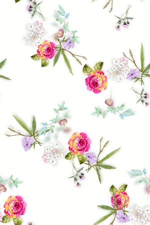 手绘花卉印花花型图片