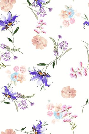 手绘花卉印花花型图片