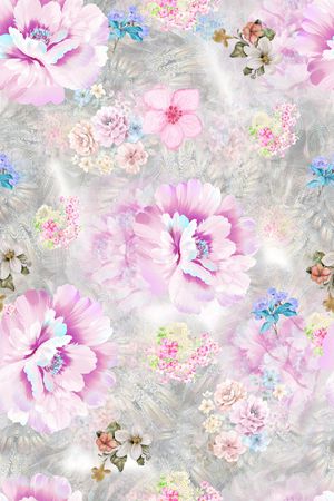 手绘花卉印花花型图片
