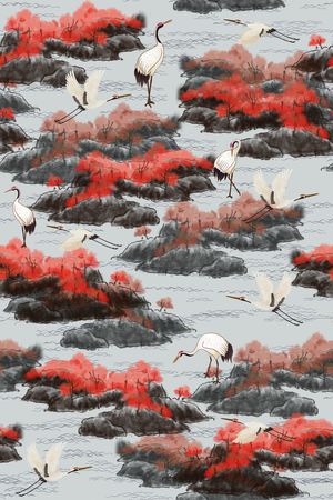 仙鹤印花花型图片