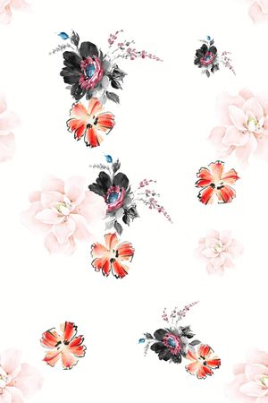 手绘花卉印花花型图片