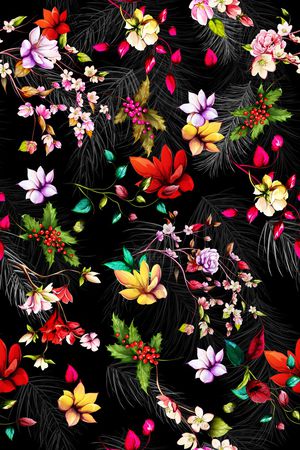 抽象花卉印花花型图片