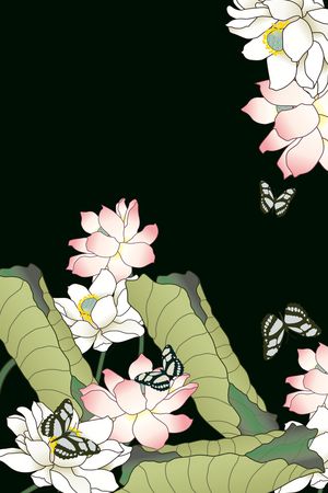 荷花印花花型图片