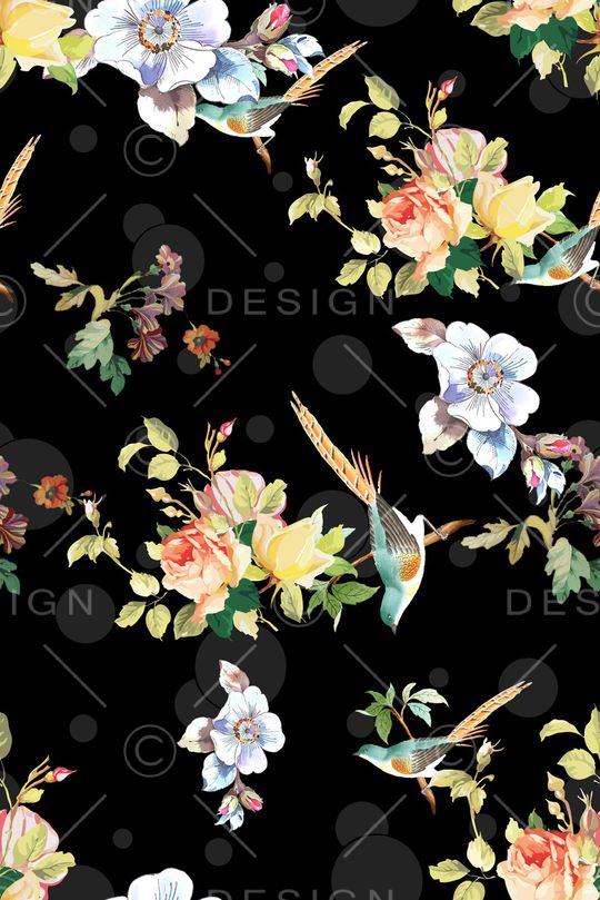 花鸟印花花型图片
