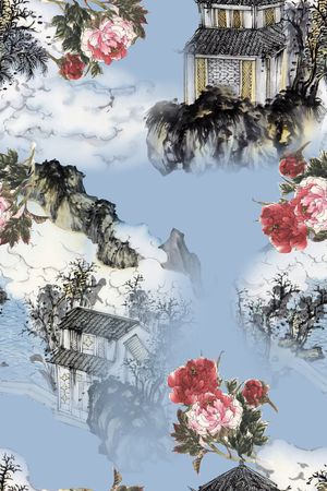 清爽底花卉印花花型图片