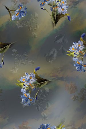 清爽底花卉印花花型图片