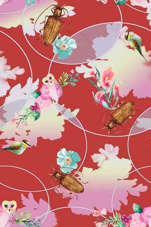 彩底花卉印花花型图片