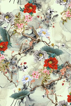 水彩花卉印花花型图片