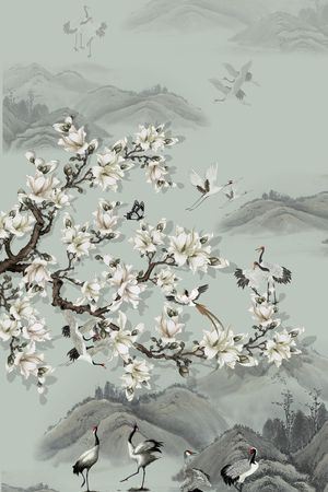 花鸟印花花型图片