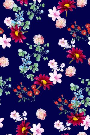 满版散花印花花型图片