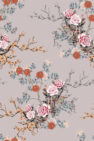 茶花印花花型图片