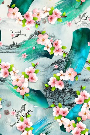 大牌风印花花型图片