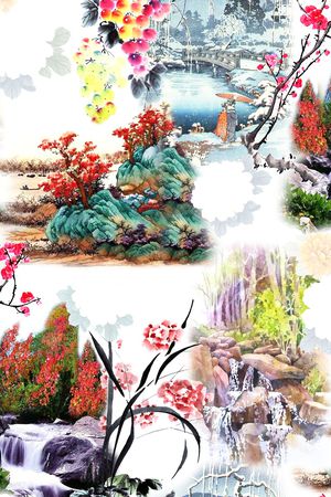 绿植树叶印花花型图片