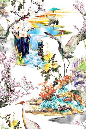 绿植树叶印花花型图片