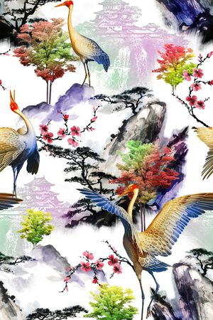 绿植树叶印花花型图片