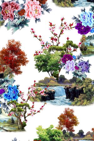 绿植树叶印花花型图片