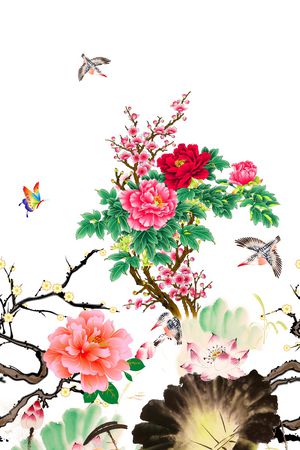 荷花印花花型图片