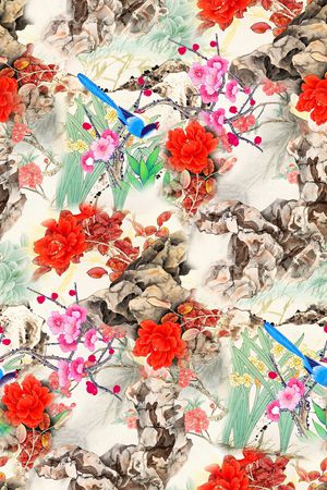 花鸟印花花型图片