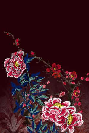 旗袍印花花型图片