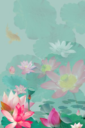 荷花印花花型图片