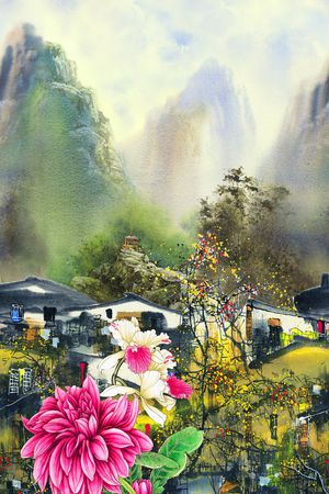 水彩印花花型图片