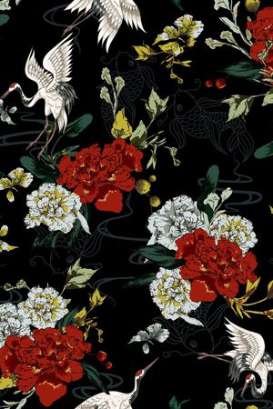 仙鹤印花花型图片