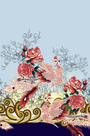 凤凰印花花型图片