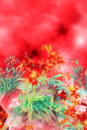 国画印花花型图片