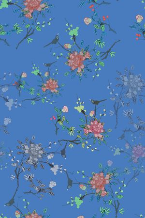 鸟昆虫图案印花花型图片